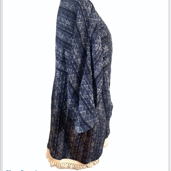 Michael Kors Blue Print Fringe Jacket - Picture 2 of 8